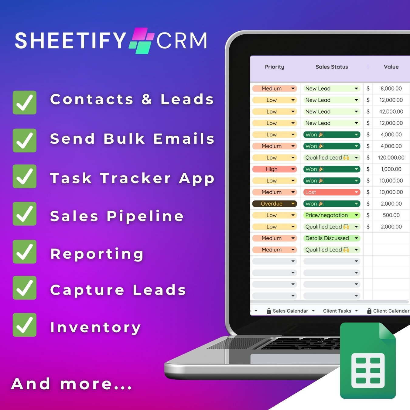 SheetifyCRM(All-in-oneCRM,Sales&TaskManagementToolkit)