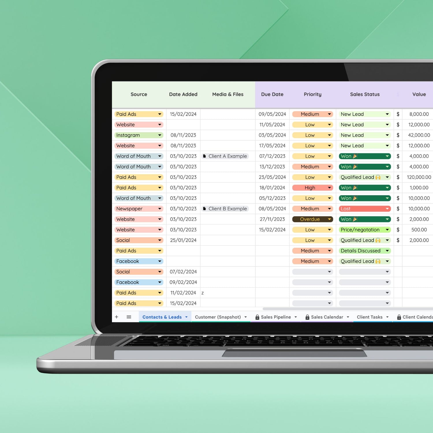 Google Sheets CRM Template