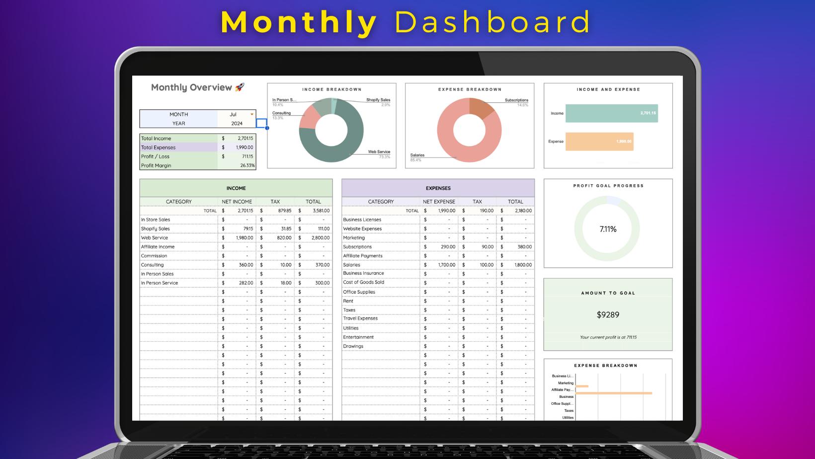 bookkeeping spreadsheet for small business