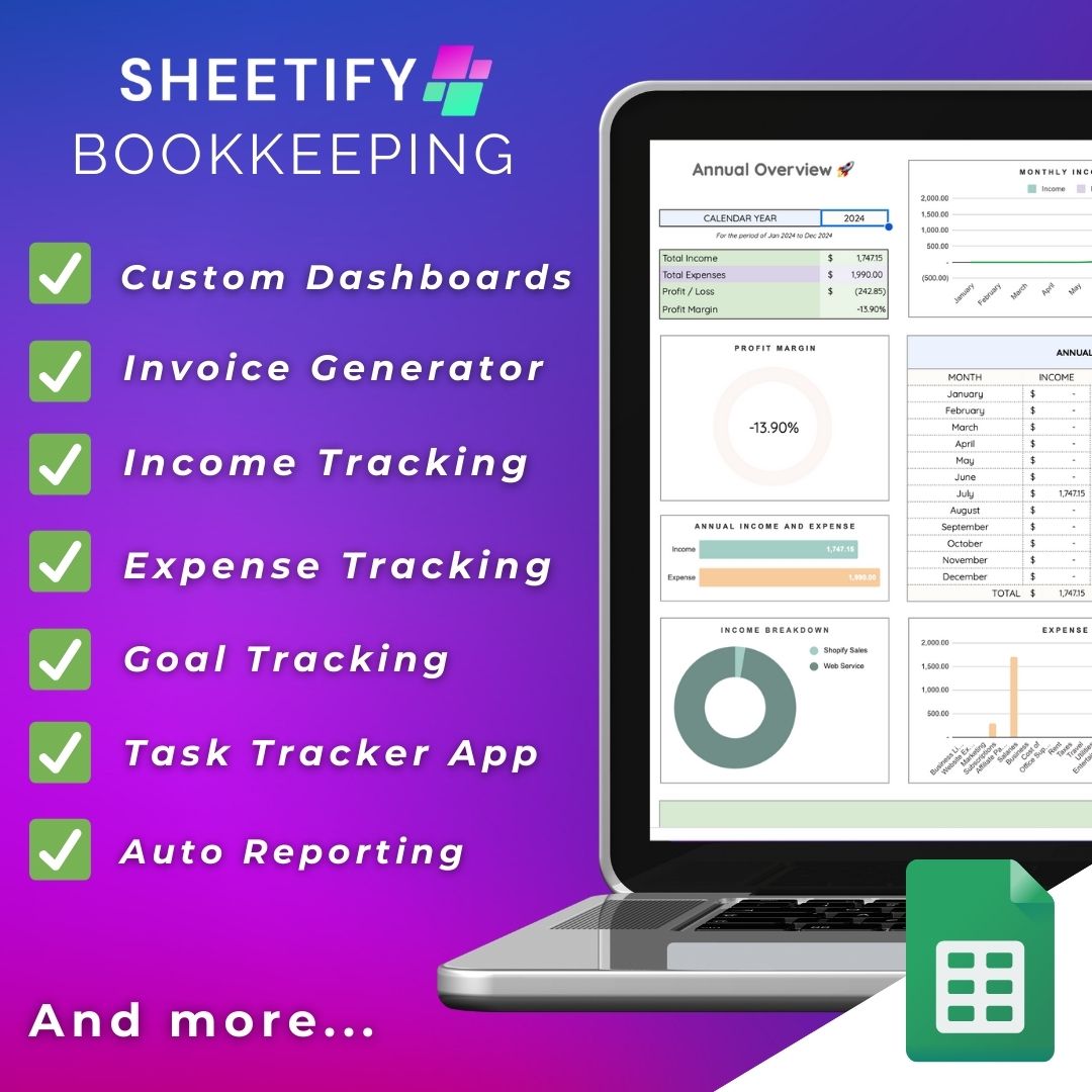 Sheetify Bookkeeping Google Sheets template